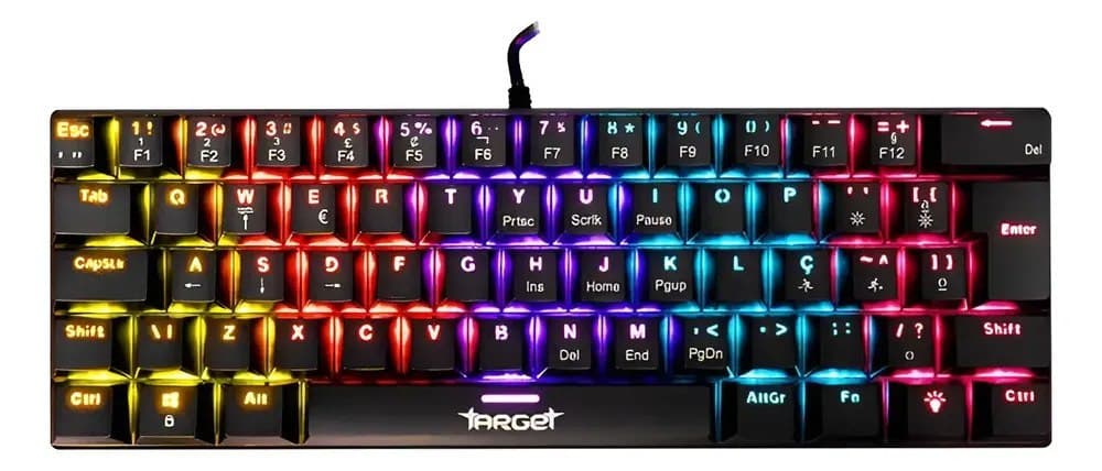 Teclado Mecânico Tgt Sherman V3 C1 Compacto 60% Rainbow Abnt2 Switch Marrom