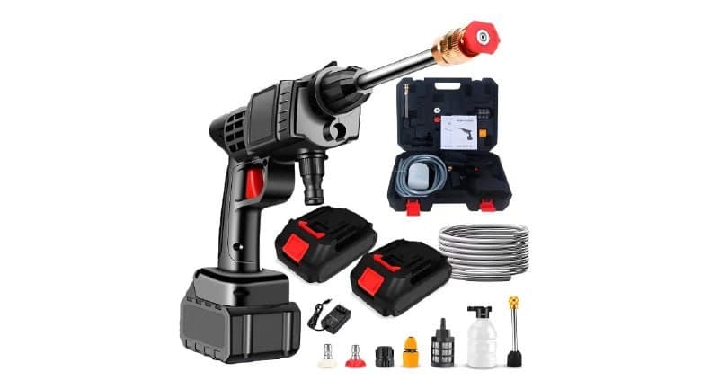 Lavadora Lava Jato Portátil Pressão 2 Baterias + Maleta Preto 127/220v 50 Hz X 60 Hz