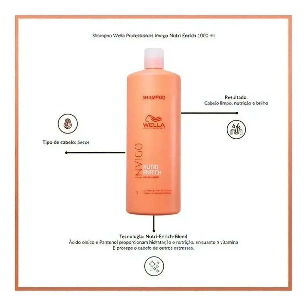 Shampoo Wella Invigo Nutri Enrich - Nutrição Cabelos Secos Danificados 1 Litro