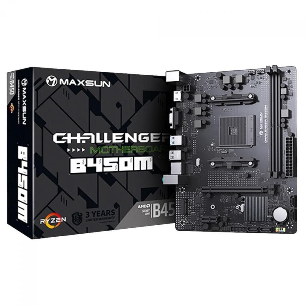 Placa Mãe Maxsun B450m Ms-Challenger, Chipset B450, Amd Am4, mATX, Ddr4, Preta