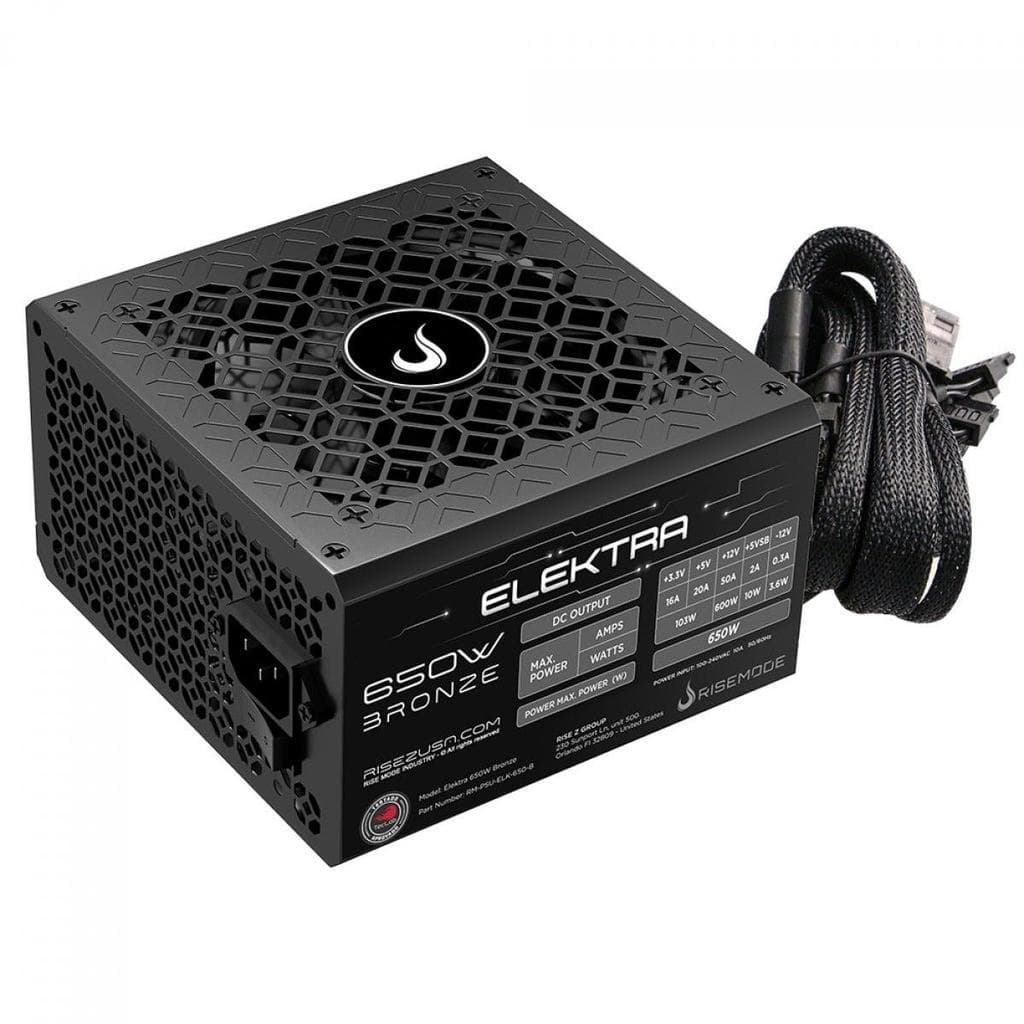 Fonte Rise Mode Elektra, 650W, 80 Plus Bronze, Pfc Ativo, Preto, Rm-Psu-Elk-650-B