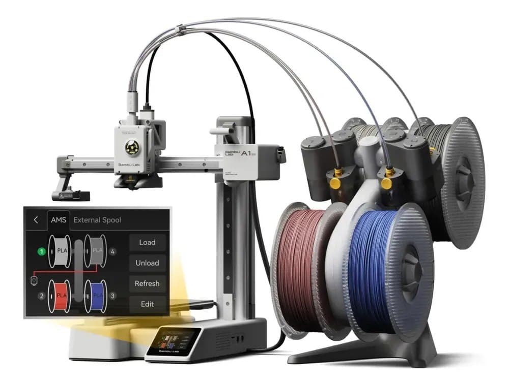 Combo Impressora 3D Bambu Lab A1 Mini - Impressão em 4 cores com alta velocidade 500mm/s - Volume 180x180x180 mm³