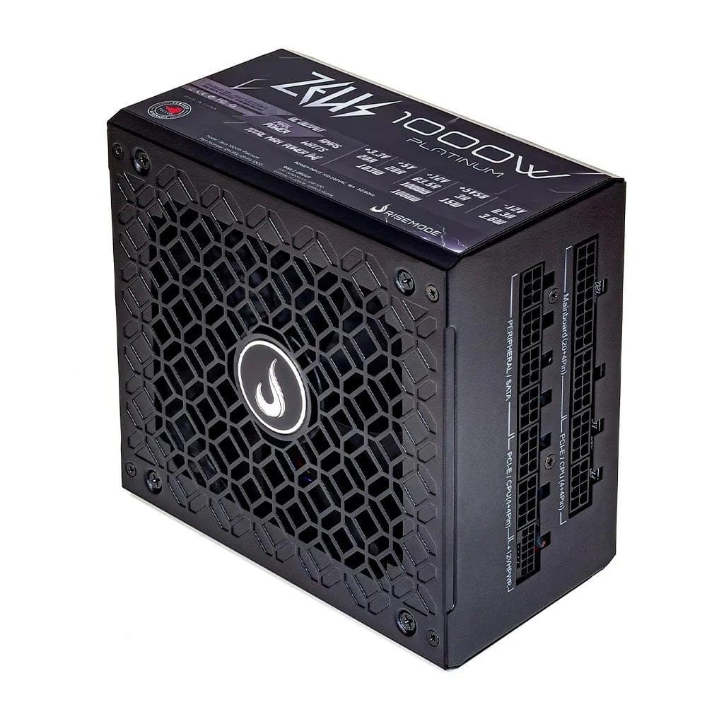 Fonte Gamer Rise Mode Zeus, 1000W, 80 Plus Platinum, Modular, Pfc Ativo, Preto - Rm-Psu-01-Pa-1000