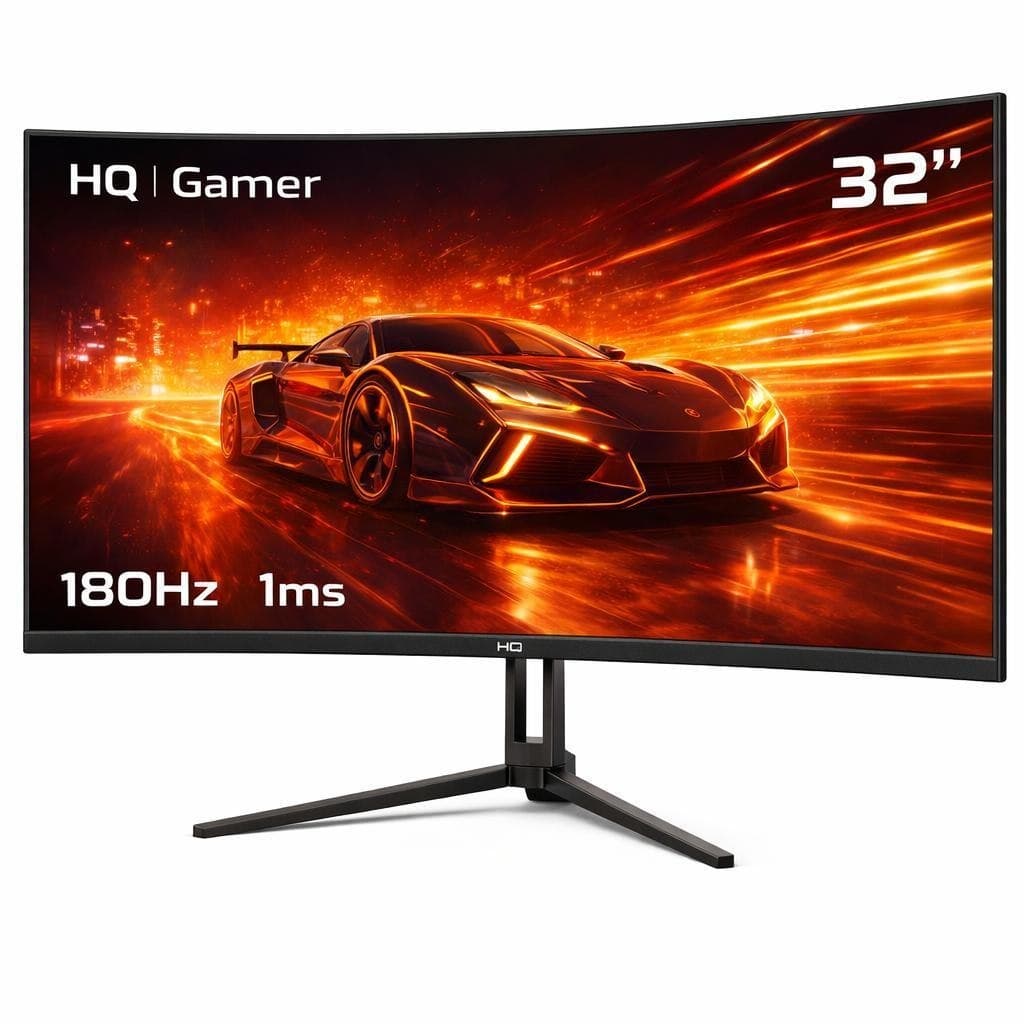 Monitor Gamer Hq Ultra 32" Curvo 1ms, 180Hz, Quad Hd (Qhd) - 2560x1440, Amd FreeSync, Hdmi, Dp, Hq32c180