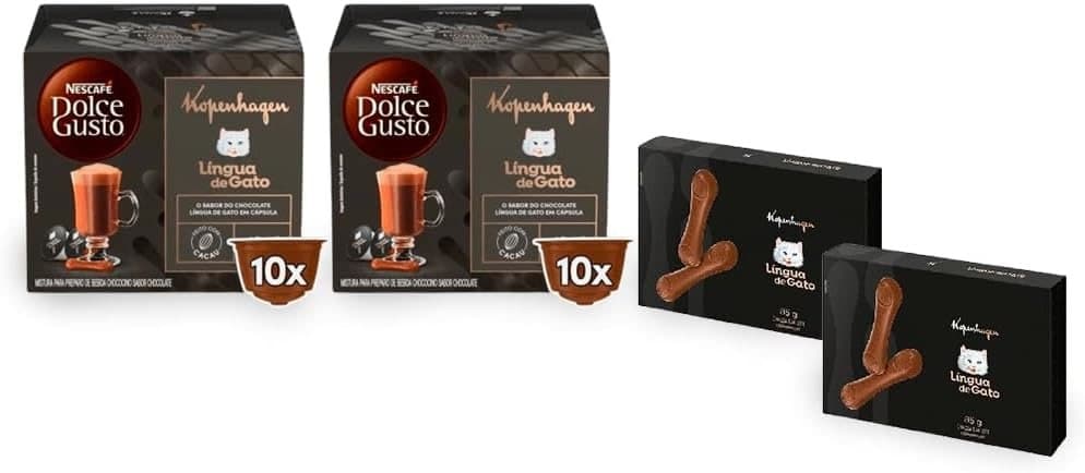 Kit Kopenhagen Dolce Gusto, 2 NDG Língua de Gato e 2 Barras, 85g