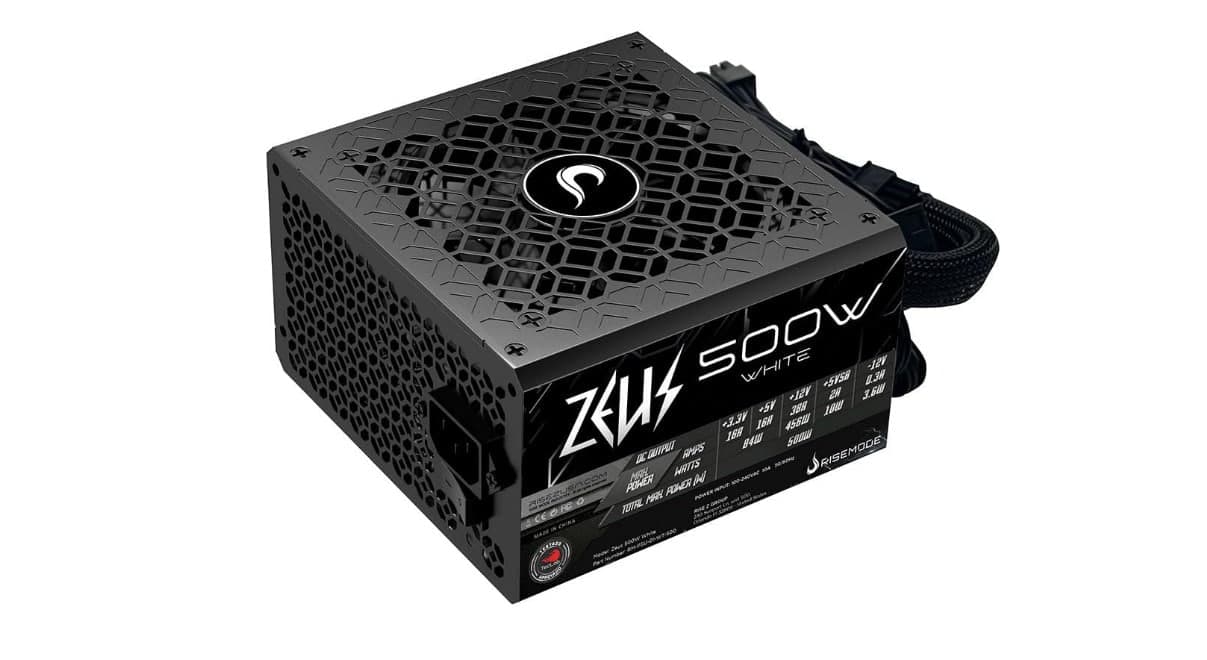 Fonte Gamer Rise Mode Zeus, 500W, Pfc Ativo, Selo Teclab