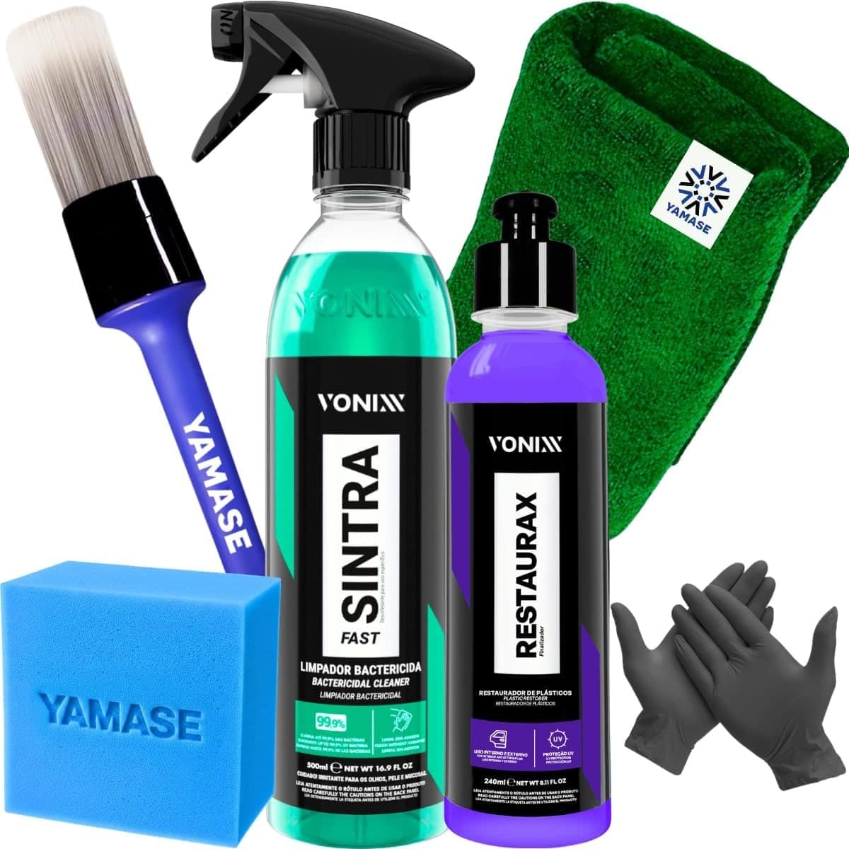Kit Limpeza Interna de Painel E Revitalização de plasticos Restaurax 240ML Sintra Fast Vonixx Acessorios Yamase