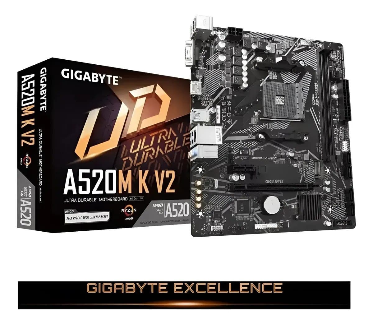 Placa Mãe Gigabyte Ultra Durable A520m Kv2 Amd Am4 Matx Ddr4