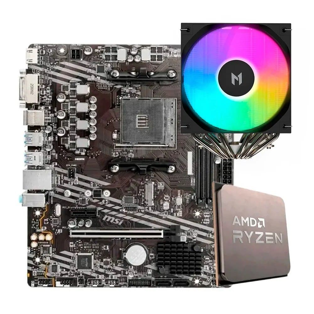 Kit Upgrade Placa-Mãe Msi B550m-A Pro + Processador Amd Ryzen 7 5700x + Air Cooler Mach1 Wind