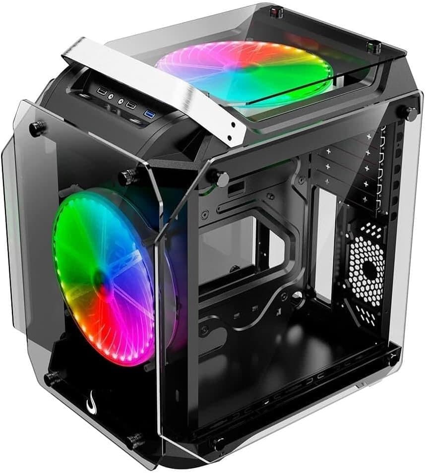 Gabinete Gamer Rise Mode Zeus Glass 02, Mid Tower, ARGB, Frontal e Lateral em Vidro, 2 Fans 200mm ARGB, Preto - RM-CA-ZE-02-ARGB