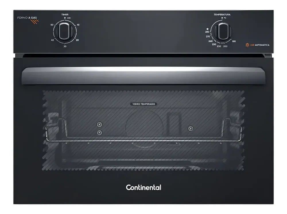 Forno de Embutir a Gás Continental 50L TOPLimpaFácil Oc4gm Cor Preto