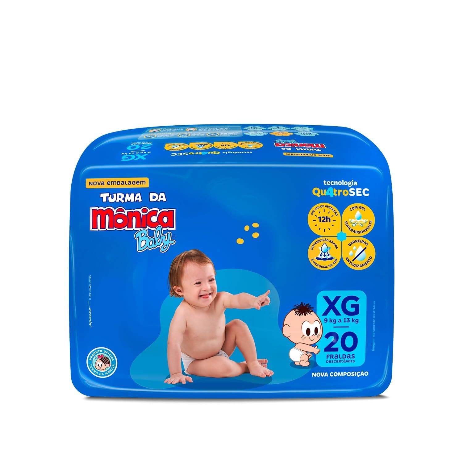 Fralda Turma da Mônica Baby Xg com 20 Unidades