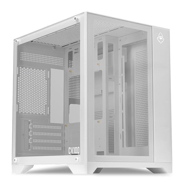 Gabinete Gamer Aquário Mancer Cv100, Mid-Tower, Lateral De Vidro, Branco, Mcr-Cv100-Wh