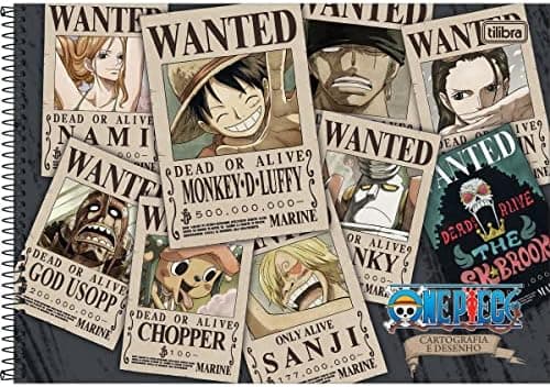 Kit de Cadernos de Desenho, Tilibra, Universitário, Capa Dura, One Piece, 80 Folhas, Pacote com 4