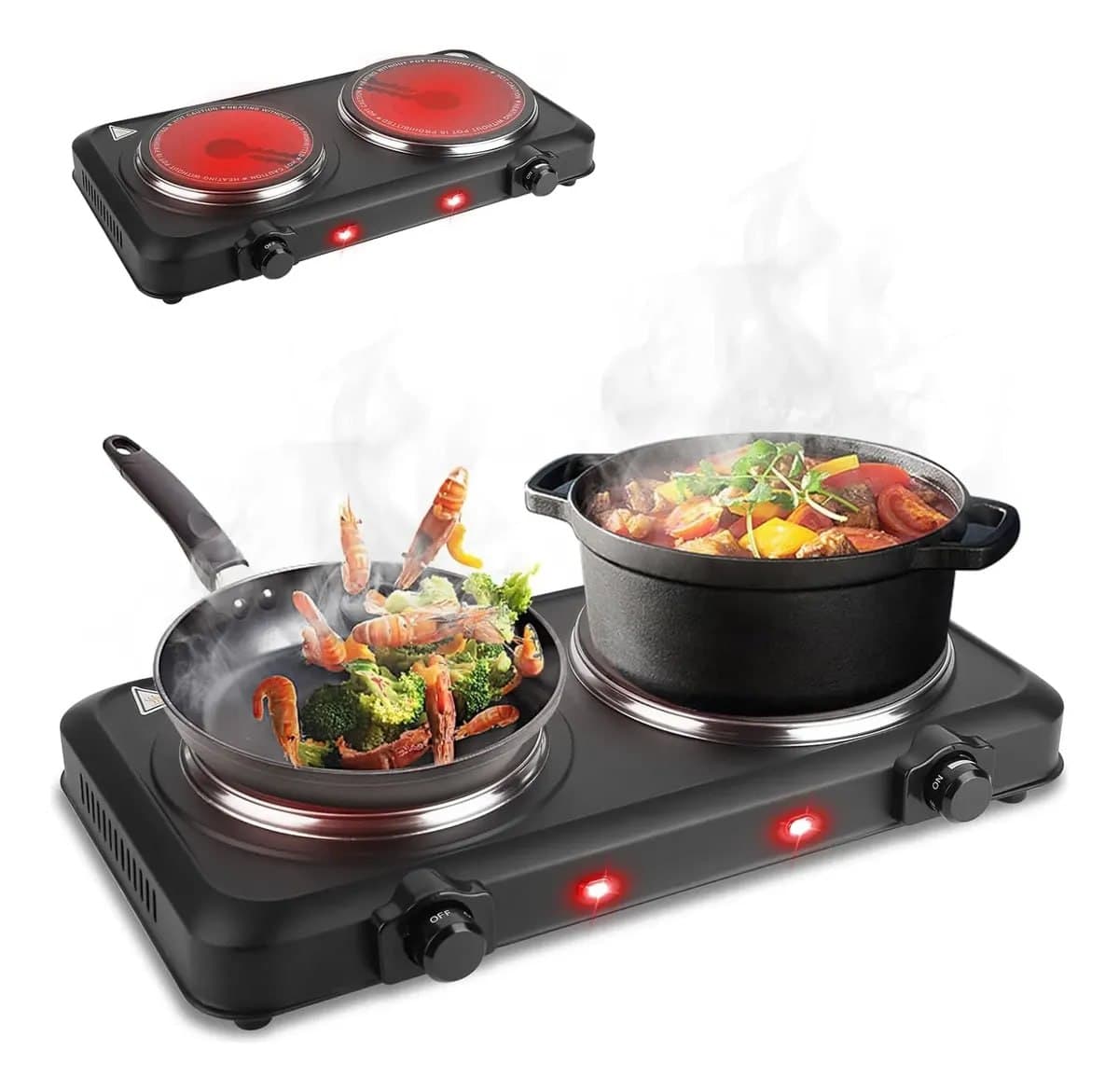 Fogão Cooktop Elétrico Portátil Mesa 2 Boca Fogãreiro 2000w