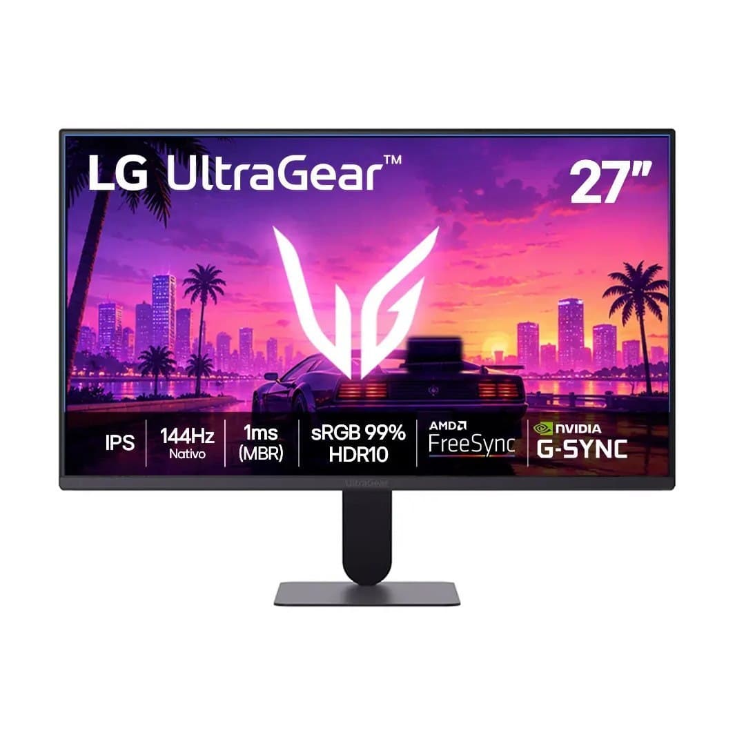 Lg UltraGear Monitor Gamer 27" Ips, 144Hz Nativo, 1ms (Mbr), Full Hd (1920x1080), Hdr10, Nvidia G-Sync, Amd FreeSync, Preto - 27G411b