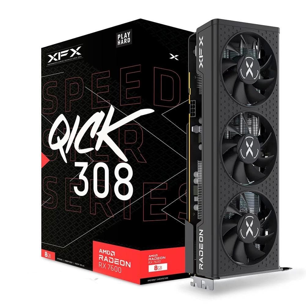 Placa de Vídeo RX 7600 Series Graphics Cards XFX AMD Radeon, 8GB GDDR6 - RX-76PQICKBY