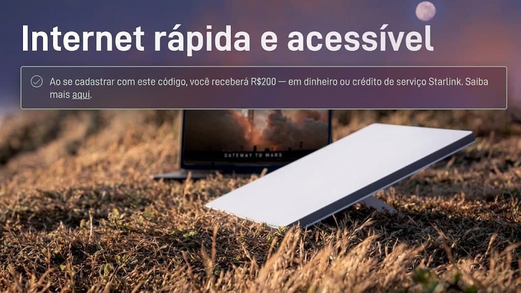 Compre Starlink Mini por R$ 99 ou R$ 299 e receba R$ 200 de volta em Dinheiro (pode sacar)