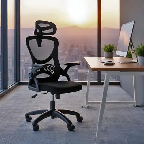 Cadeira De Escritório Columbus Presidente Ergonomica Cinza Mesh Preta