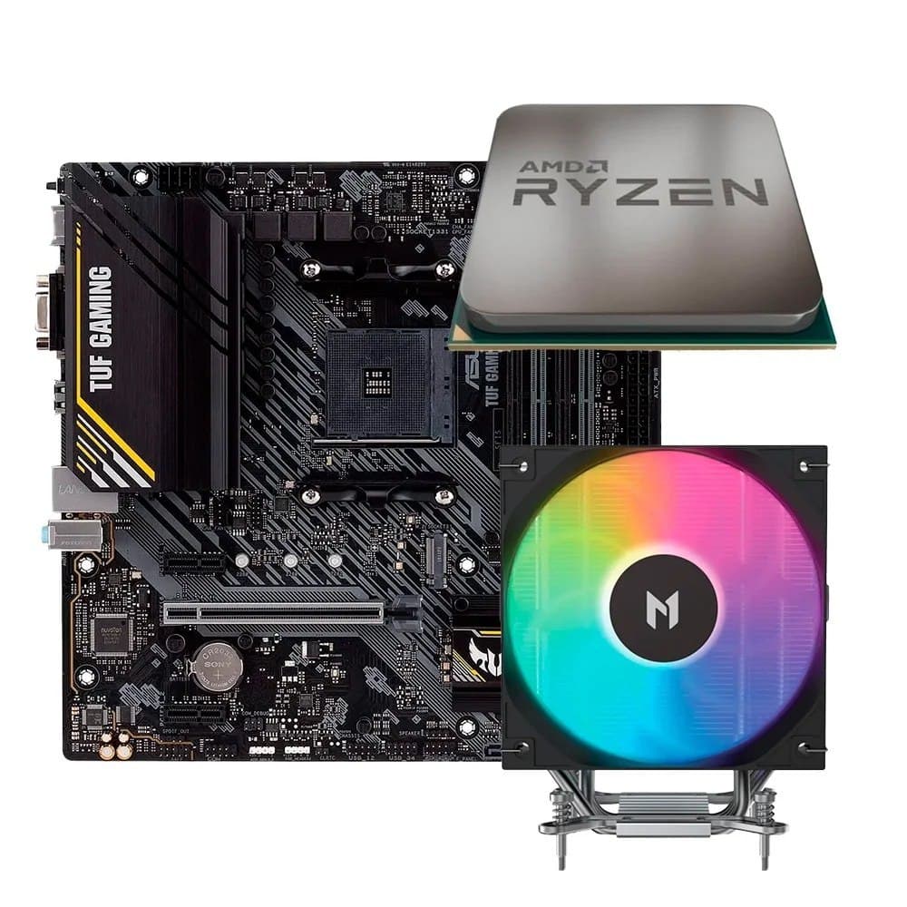 Kit Upgrade Placa-Mãe Asus Tuf Gaming A520m-Plus Ii + Processador Amd Ryzen 5 5500F + Air Cooler Mach1 Artic