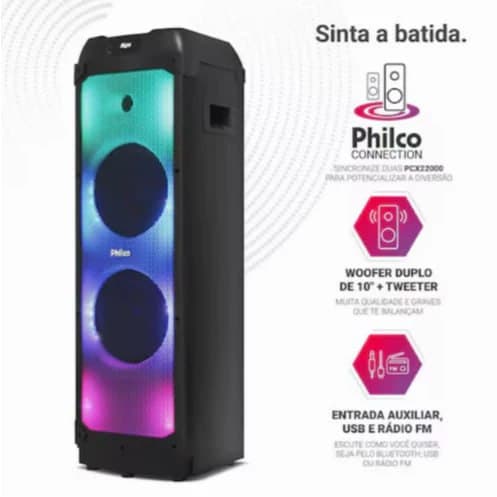 Caixa de Som Philco Extreme 2400W 2x Woofer PCX22000 - Bivolt