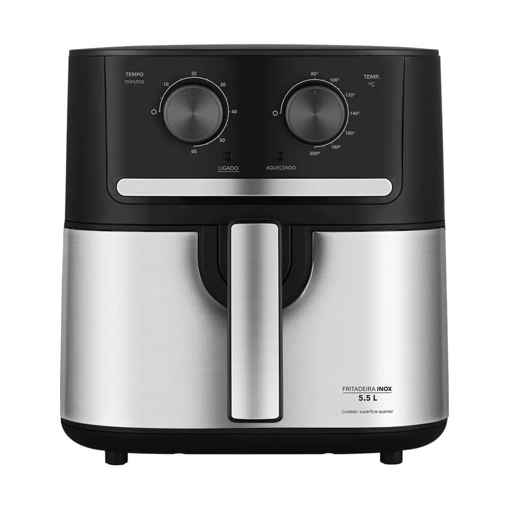 Fritadeira Air Fryer 5,5L Cyclone Preto e Inox Midea