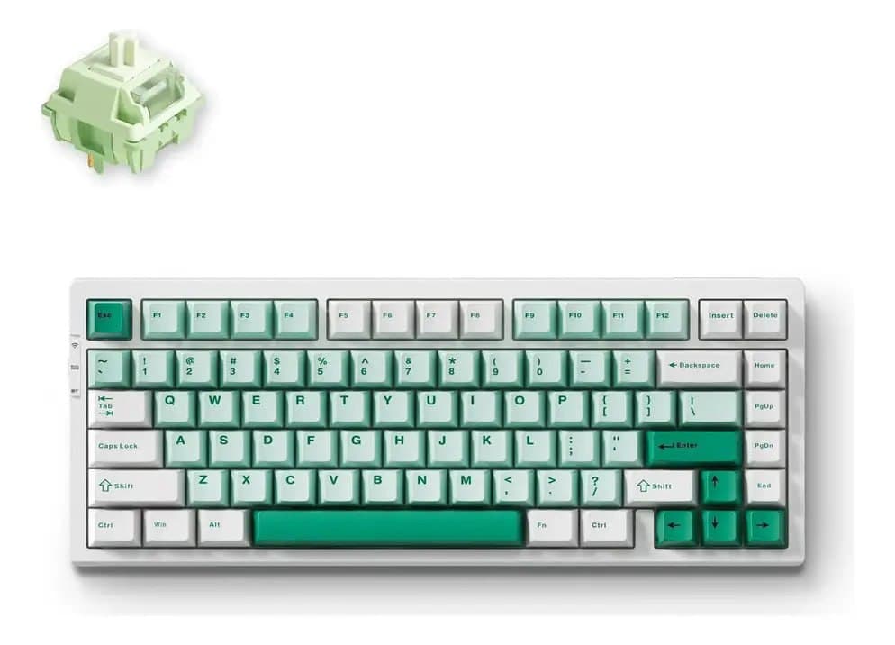 Teclado Mecânico Sem Fio Mchose G75 Pro Tripla Conexão Rgb Verde-claro Português Brasil