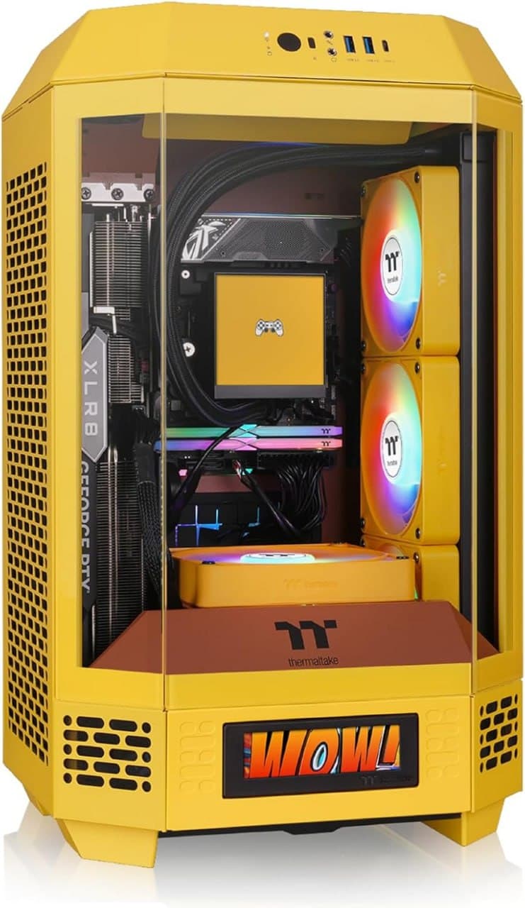 Thermaltake Torre Mini Torre 250 mITX; Ventoinhas CT de 2 x 120 mm incluídas; Suporte de radiador de 360 mm; Folga GPU de 360 mm; Câmara Dupla; Caramelo de Manteiga; CA-1Z9-00SMWN-00