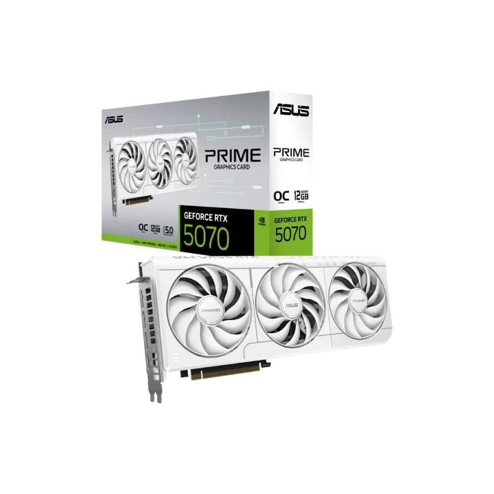 Placa de Vídeo ASUS PRIME RTX 5070 OC 12G WHITE NVIDIA Geforce, 12GB, GDDR7, OpenGL 4.6, 2587 MHz, Triple Fan, DLSS 4 - 90YV0M19-M0NA00