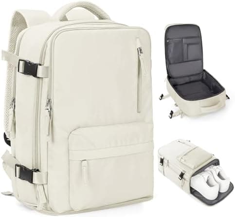 Mochila coowoz de viagem esportiva unissex, bagagem de cabine, aprovada por companhias aéreas, para notebook, A- Bege, Large