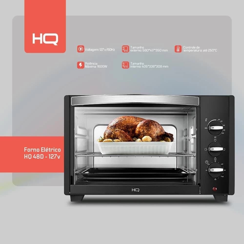Forno Elétrico Hq 48 Litros Hq48d 1600W Preto 127V