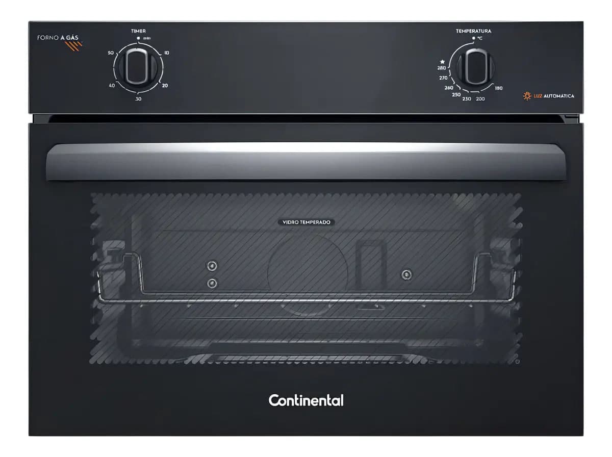 Forno de Embutir a Gás Continental 50L TOPLimpaFácil OC4GM Cor Preto