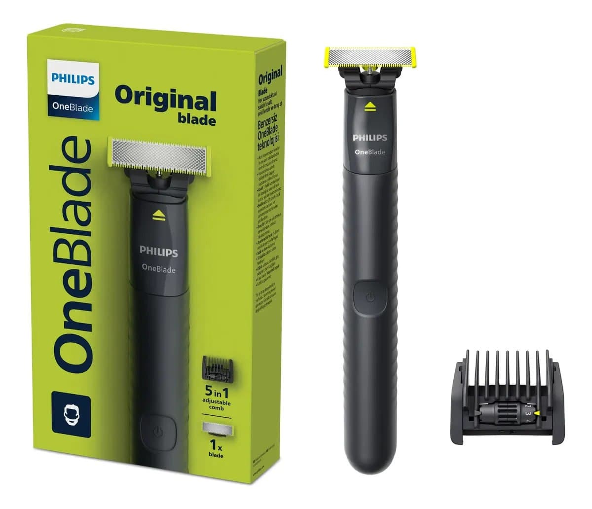 Philips OneBlade Aparador e Barbeador Elétrico com Pente Ajustável 5 em 1