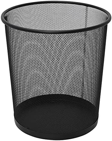 Mimo Style Lixeira para Escritório Tela Black, 26x28cm de Metal, Cor Preto Cesto com Grade de Metal Ideal para Escritórios e Quartos, Descarte Papeis e Embalagens Facilmente, Com Capacidade para 12L
