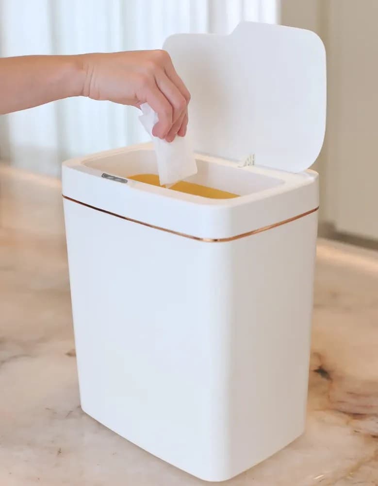 Lixeira Automática 15l Sensor Cozinha Escritório Premium Off White
