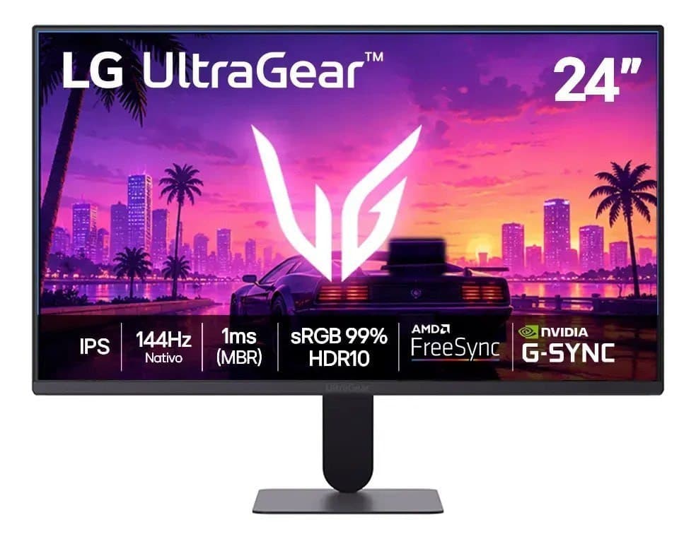 Monitor Gamer Lg UltraGear 24" Ips 144Hz nativo, 1ms (Mbr), Full Hd (1920x1080), Hdr10, Nvidia G-Sync, Amd FreeSync sRGB, Preto - 24G411b