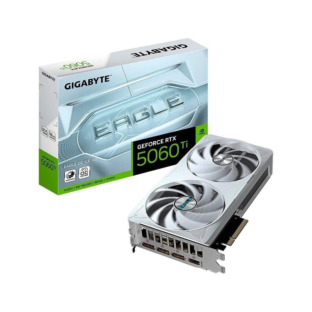 Placa de Vídeo Rtx 5060 Ti Eagleoc Ice 8G Gigabyte Nvidia Geforce, 8Gb Gddr7, 128Bits, Dlss, Ray Tracing - Gv-N506teagleoc Ice-8Gd