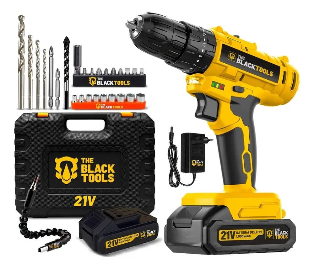 Parafusadeira Furadeira De Impacto A Bateria 21V 3/8”