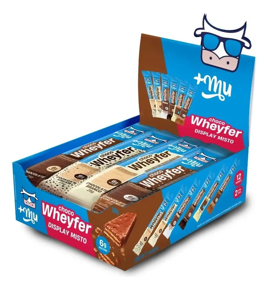 Whey protein Mu Chocowheyfer em barra de cereais sabor Mix x 300g 12 un
