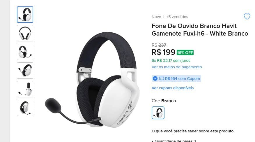 Headset Sem Fio Havit Fuxi H6 Gamenote