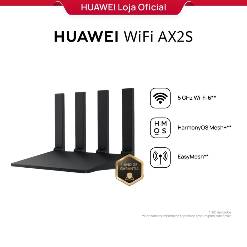 Huawei WiFi Ax2s | Roteador | Ws7000 V2 | Dual Band | 4 Antenas | 5 GHz Wi-Fi 6