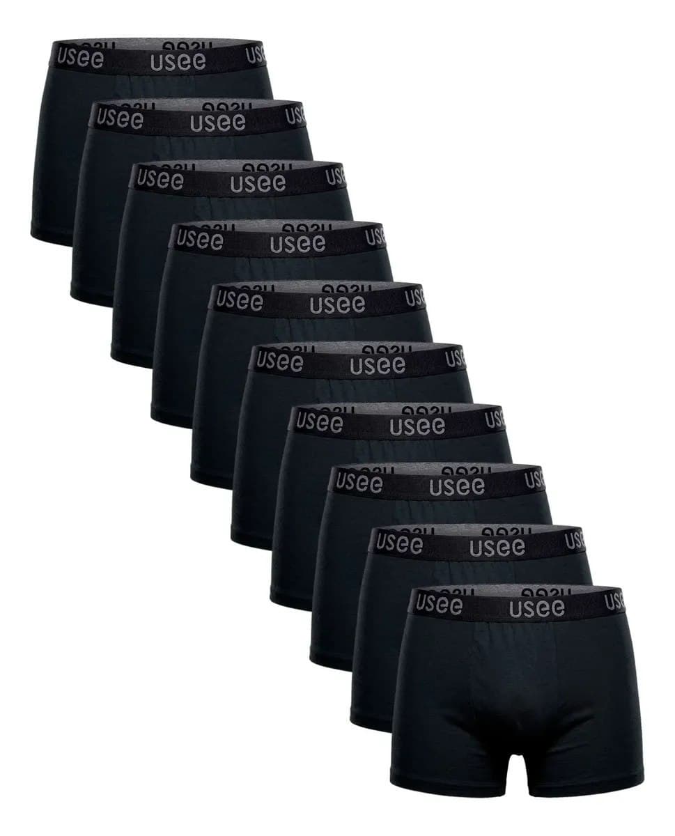 Kit Com 10 Cuecas Boxer Algodão Adulto Usee Brasil