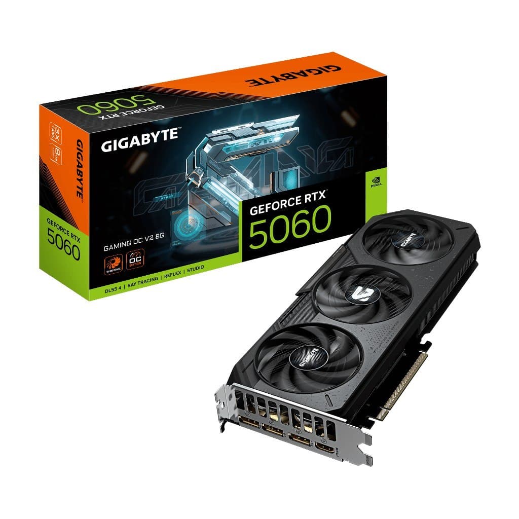Placa de Vídeo Gigabyte GeForce Rtx 5060 Gaming Oc V2 8Gb Gddr7 PCIe 5.0 Ray Tracing