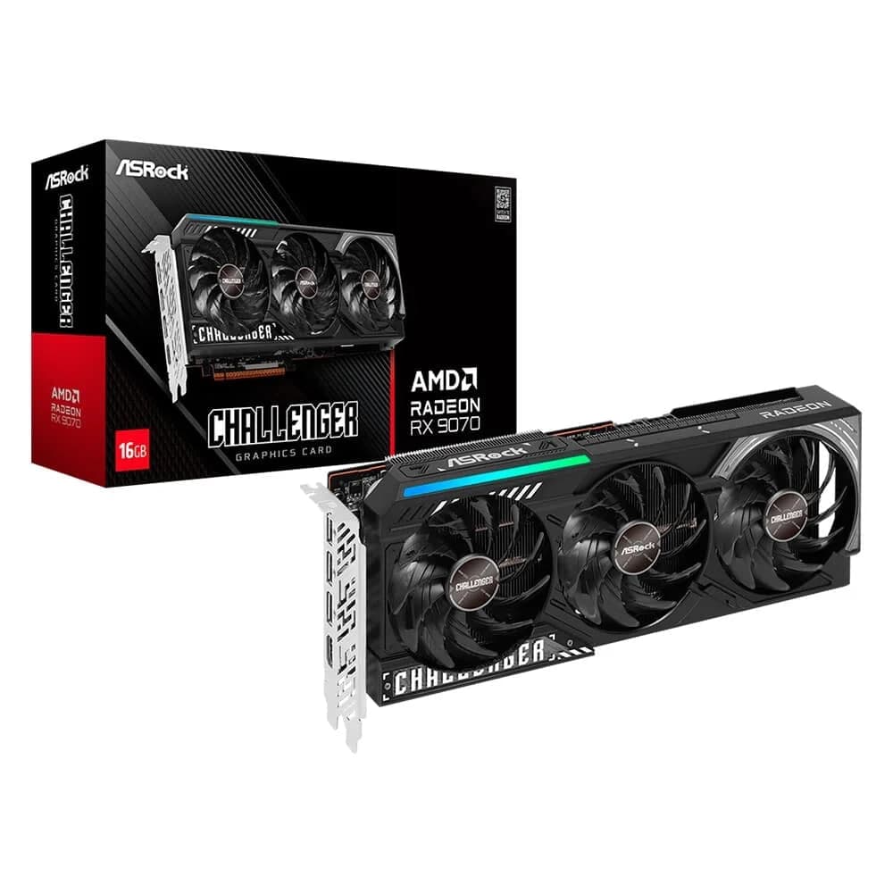 Placa de Vídeo ASRock RX 9070 Challenger AMD Radeon, LED, 16GB, GDDR6, FidelityFX, RDNA - 90-GA5NZZ-00UANF