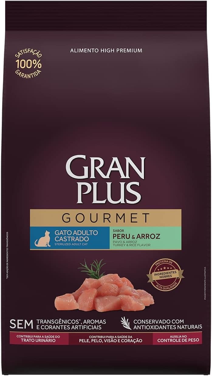 Gran Plus Ração Para Gatos Castrados Gourmet Peru 10 1Kg