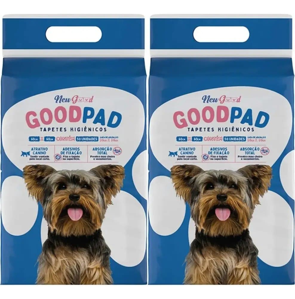 2x Tapete Higienico Good Pad 60x60cm 50un Total 100 Unidades Branco