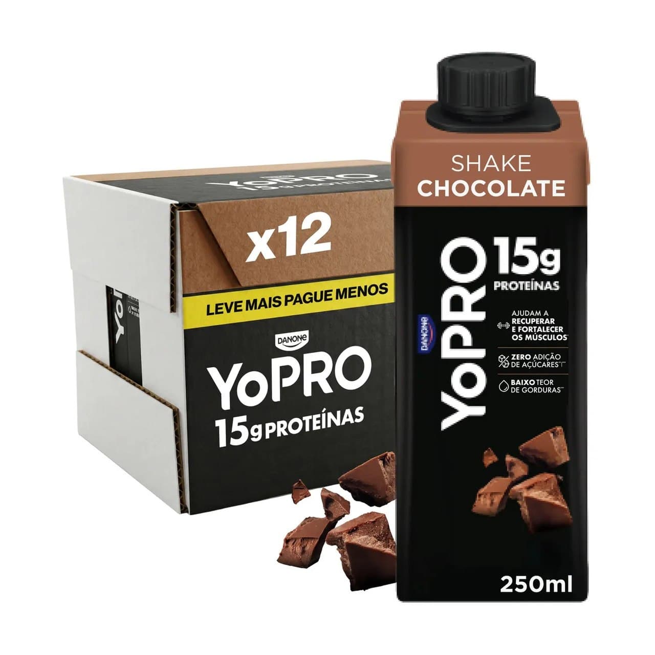 YoPRO Bebida Láctea Uht Chocolate 15g de proteínas 250ml - 12 unidades