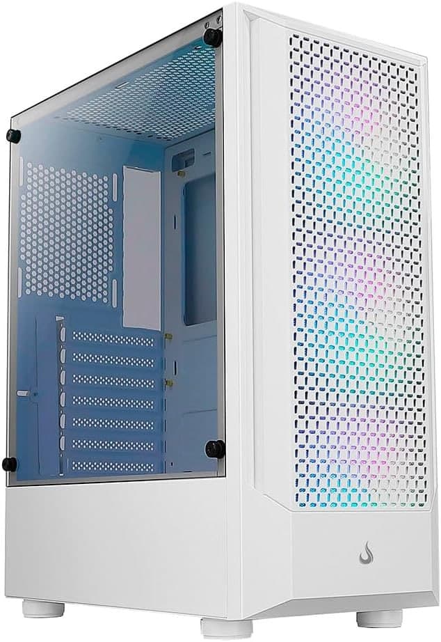 Gabinete Gamer Rise Mode Wave White, Mid Tower, Lateral em Vidro Fumê, ARGB, ATX, 3 Cooler Fan ARGB, Branco - RM-WA-BW-ARGB