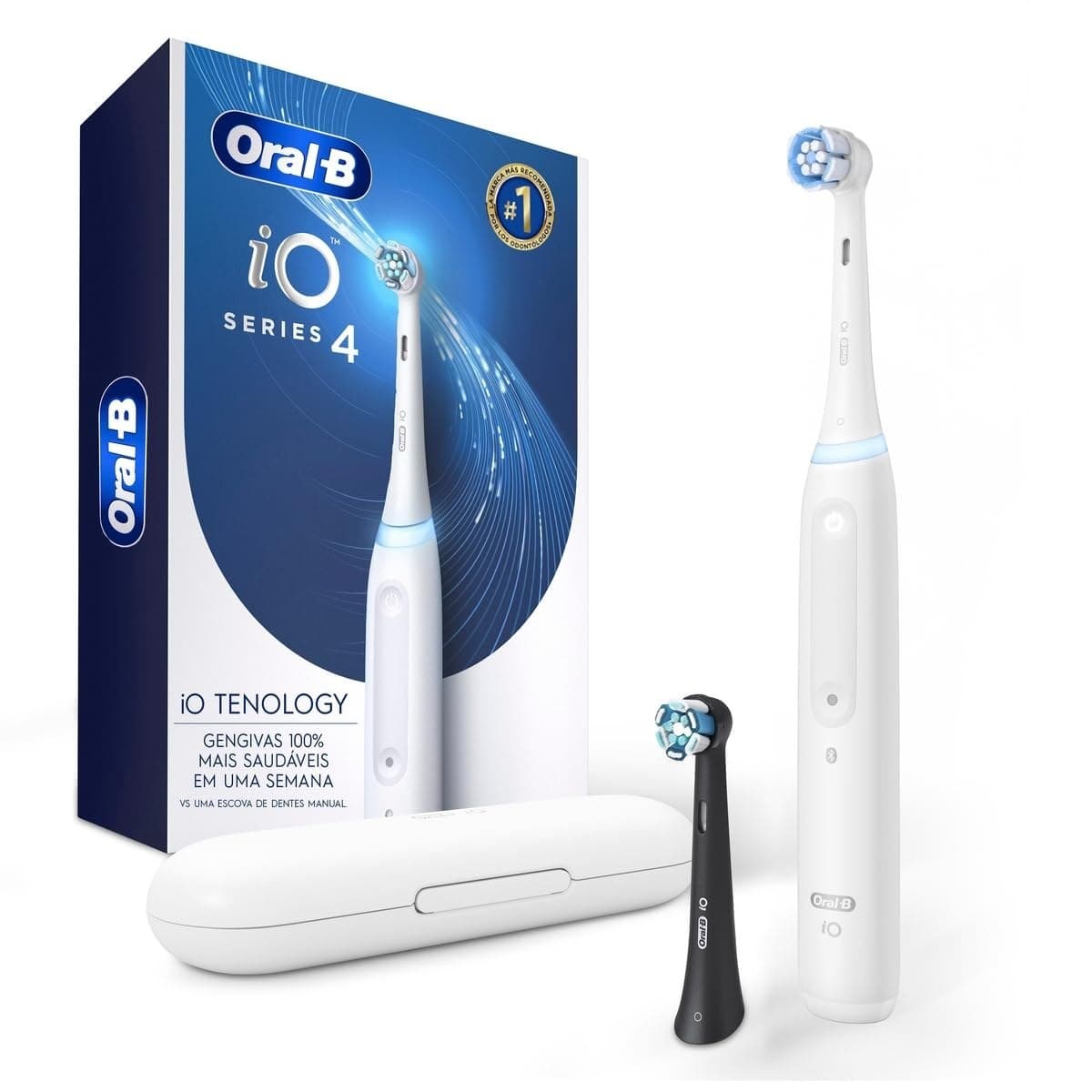 Oral-B Escova de Dente Elétrica iO4, 1 Cabo 2 Refis Carregador Bivolt