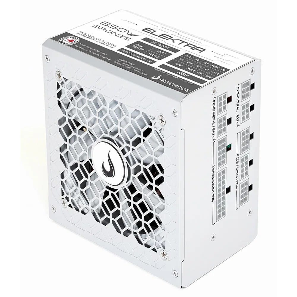 Fonte Gamer Rise Mode Elektra, 650W, Bronze, Full Modular, Pfc Ativo, Branco - Rm-Psu-Elkm-650-W